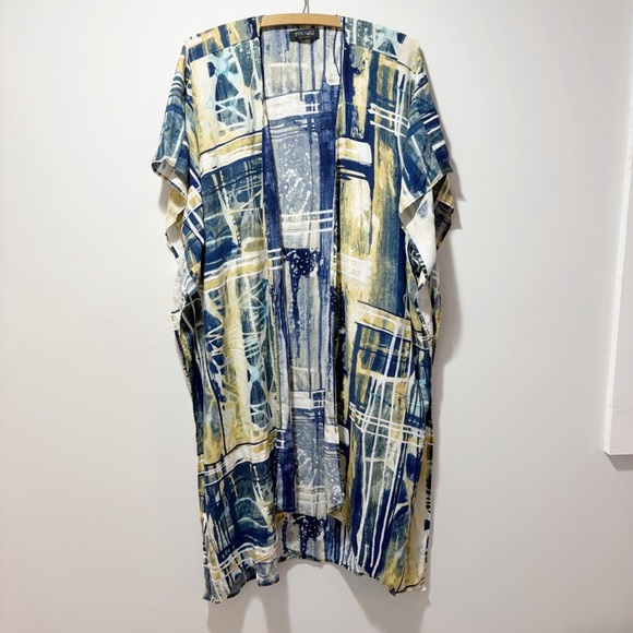 Jams World Jackets & Blazers - Jams World 60 Year Anniversary Kimono Jacket One Size Blue Abstract Art Hawaiian